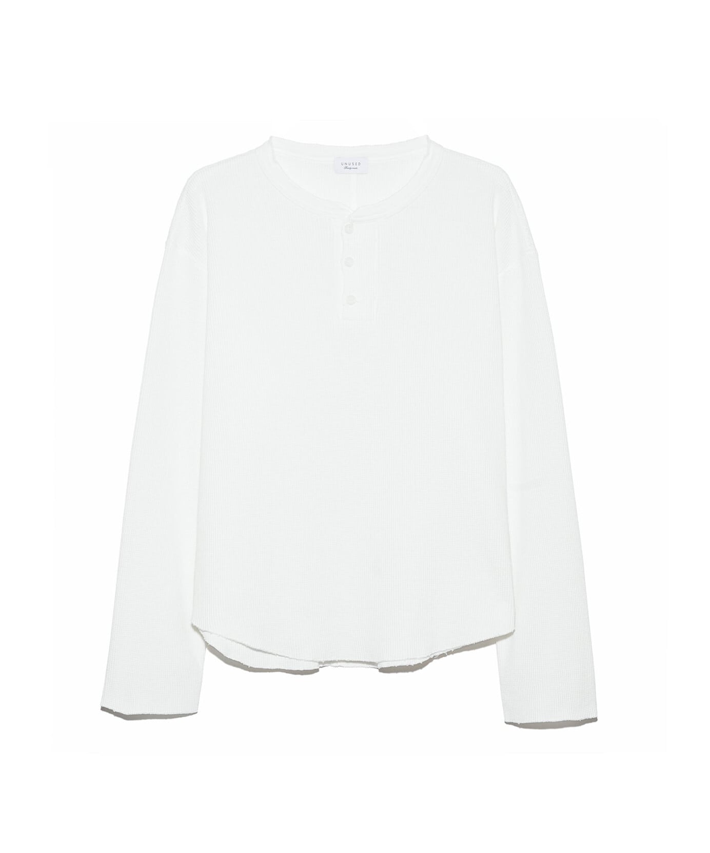 UNUSED / US2536 LONG-SLEEVE HENRY NECK WAFFLE T-SHIRT(WHITE