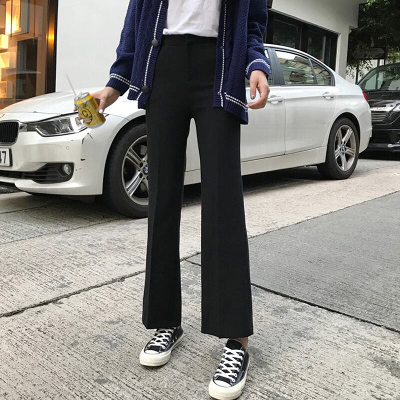 ブラックパンツ スプリングルーズ薄手ハイウェストカジュアル 春物 スーパーモール69709997940