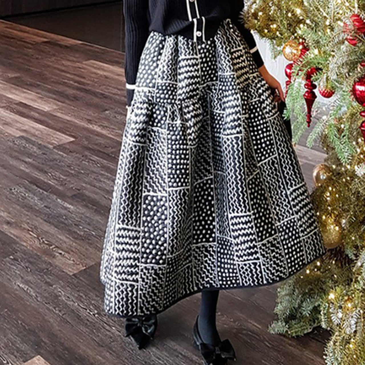 Polka Dot A-Line Maxi Skirt L00525