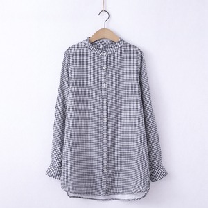 ノーカラー　ダブルコットンシャツ 4col N BR150