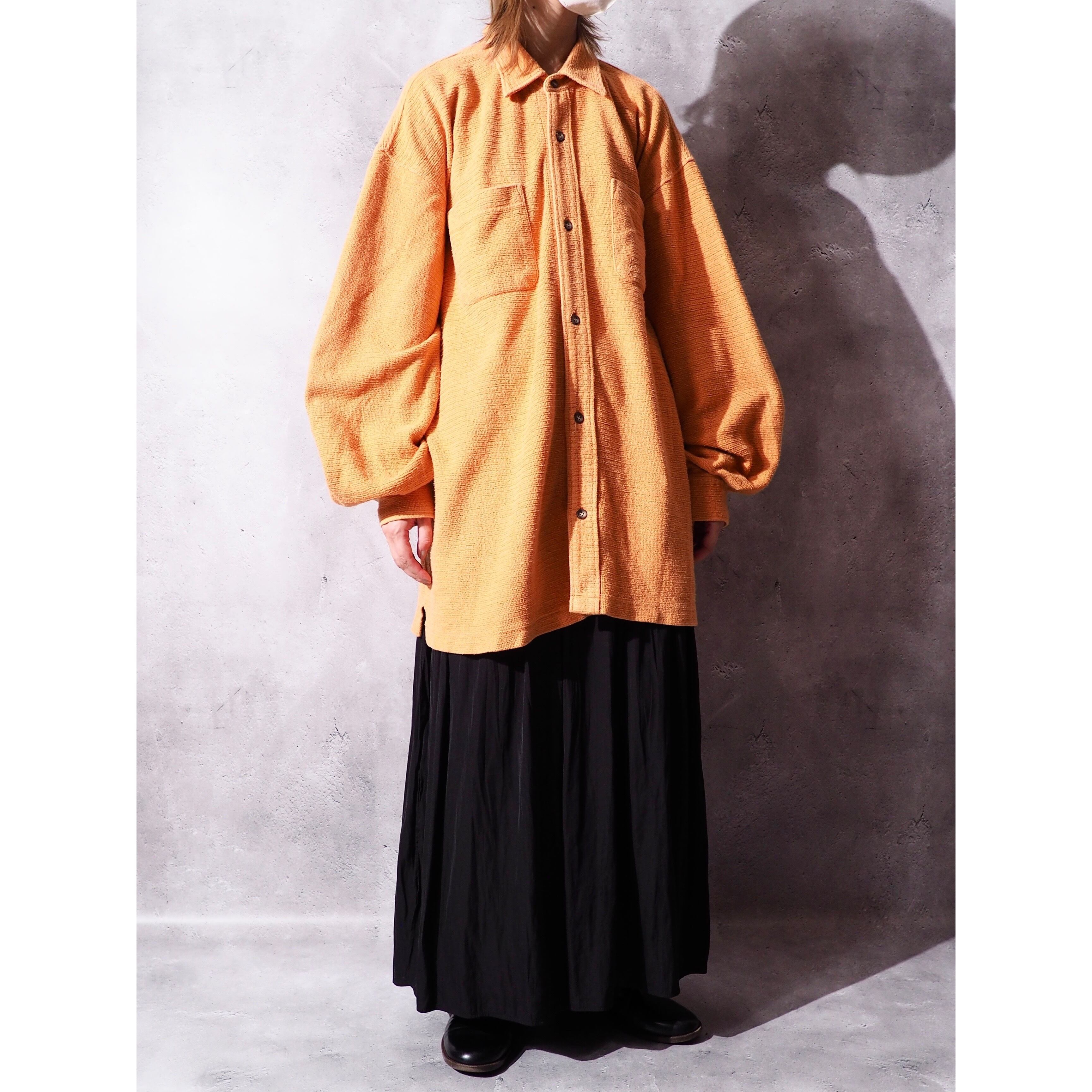 Carrot orange color soft pile fabric cotton loose shirt