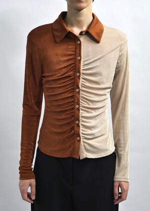 bi color button up knit