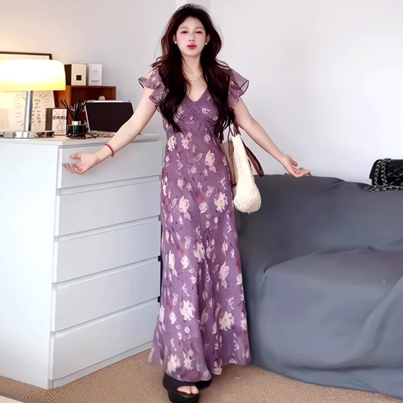 【dress】フリル花柄ワンピース M31932