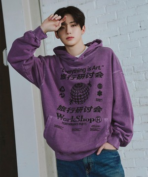 トレカ付き！★CRAVITY ジョンモ 着用！！【TRAVEL】DISCO PIGMENT  HOODIE JUICY VIOLET