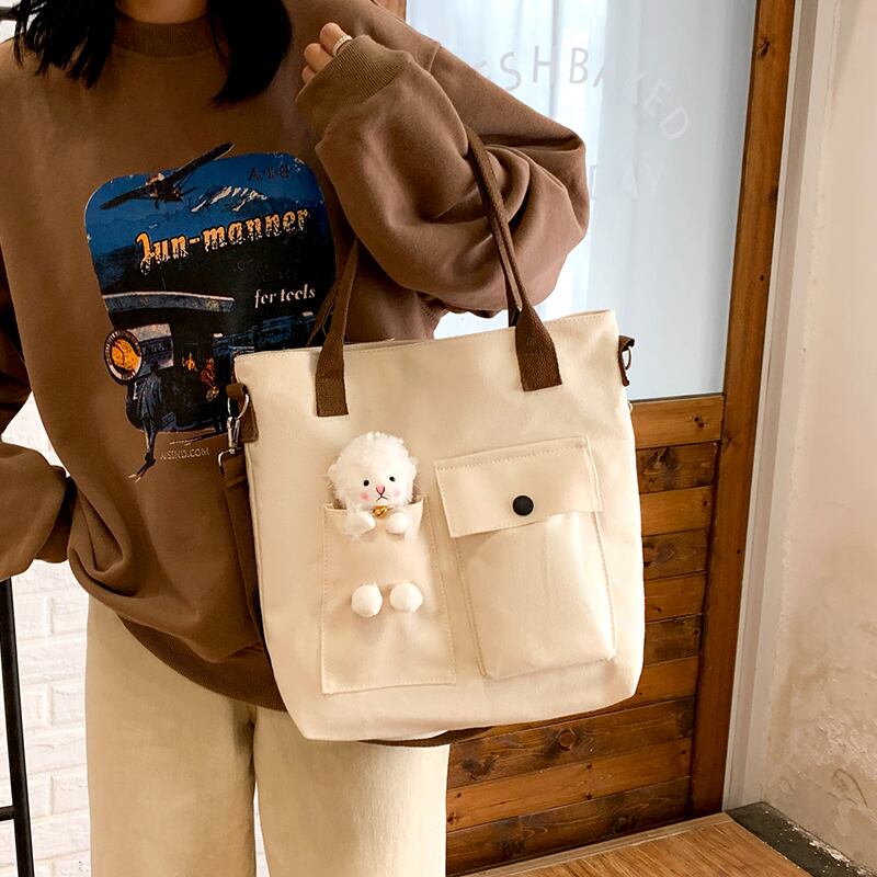 ネットセレブ大容量バッグハンドバッグ2020新しい流行のファッションオールマッチキャンバスショルダーバッグシンプルなポータブルトートバッグ Tiancai_Wing_Bag30292733092