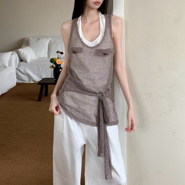Knit Vest & Halter Neck Inner Set 01276