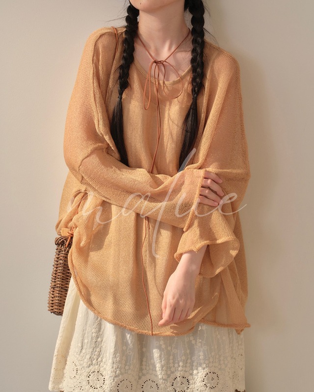 oversized sheer loose knit 2color M0057