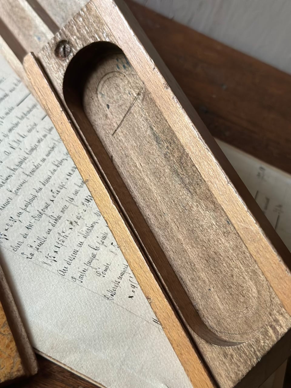 竹細工 筆箱 ペンケース骨董アンティーク 2段式 木製ペンケース 筆箱 スライド Plumier | Brocante de La