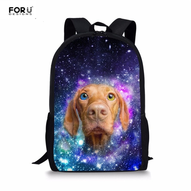 FORUDESIGNS 3D 動物犬学校十代の少女銀河 Wizla プリントショルダーブックバッグ Bagpack 子供ランドセル