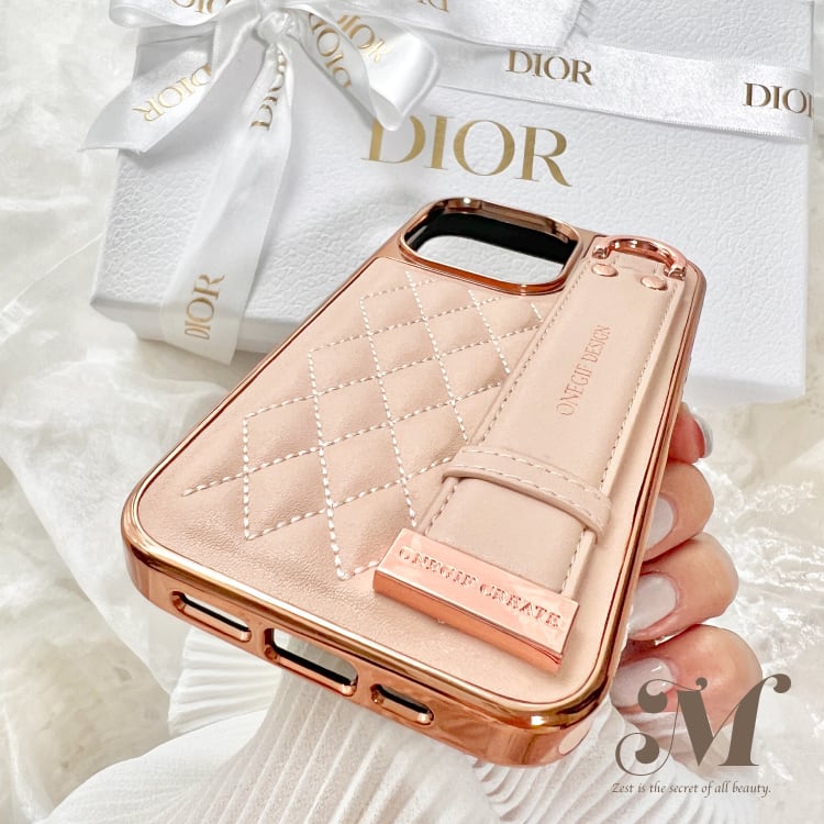 14promax】キルティング♡ ベビーピンクiPhoneケース -ベルト付- | Matey