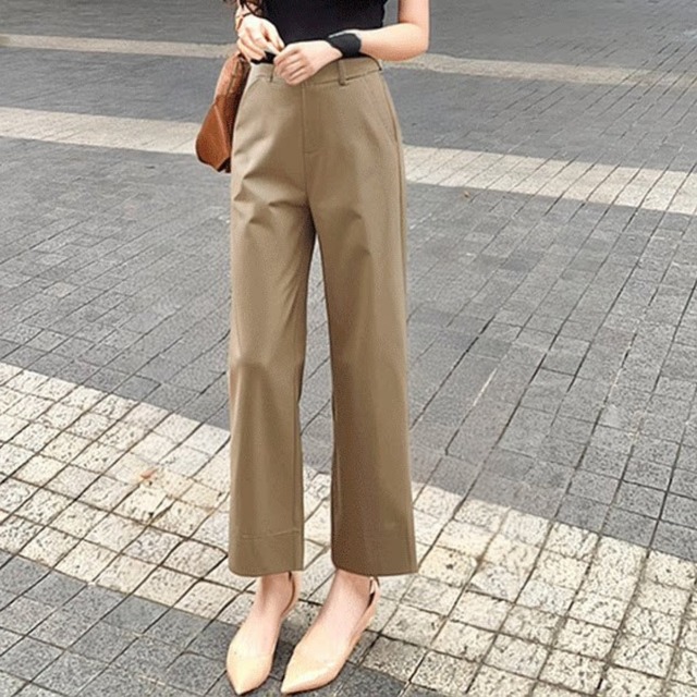 High waist elegant straight cropped pants ( 2color )