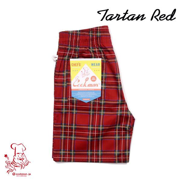 Chef Short pants Tartan Red シェフ ショートパンツ タータン レッド UNISEX 男女兼用 Cookman クックマン イージーパンツ アメリカ
