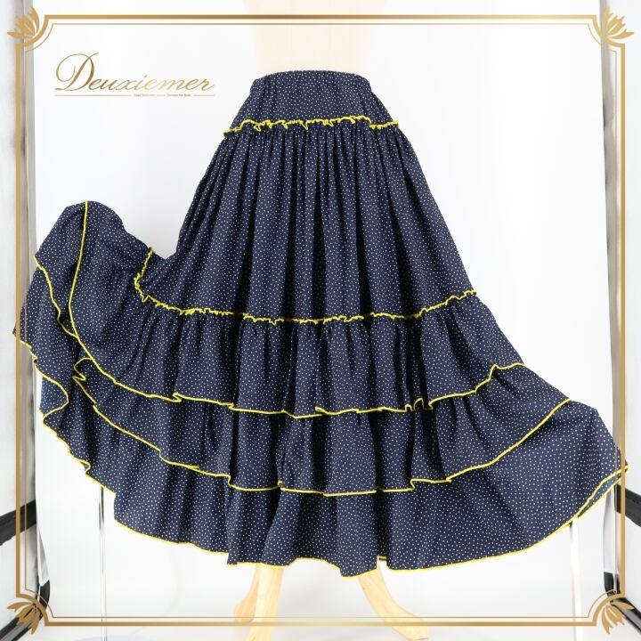 フラメンコスカート ネイビー 新品未使用✨フラメンコ 衣装 レース