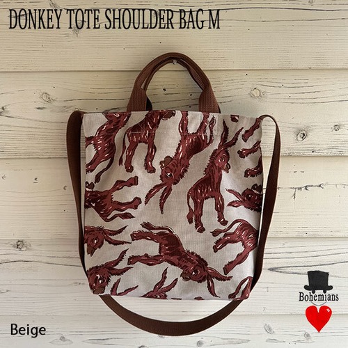 DONKEY TOTE SHOULDER BAG Mサイズ BEIGE トートバッグ ショルダーバッグ ベージュ BOHEMIANS ボヘミアンズ 日本製 シマウマ