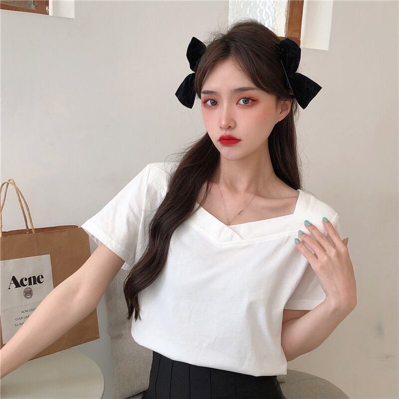 サマー薄手ルーズホワイトTシャツ 大人ガーリー スウィート キュート カジュアル 夏物 1号婦人40660449075