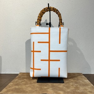 竹持手バッグ (小) 縦型　＃端　柿色　日向