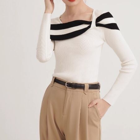 monotone ribbon knit tops＜t1758＞ | AMOR&ALMA