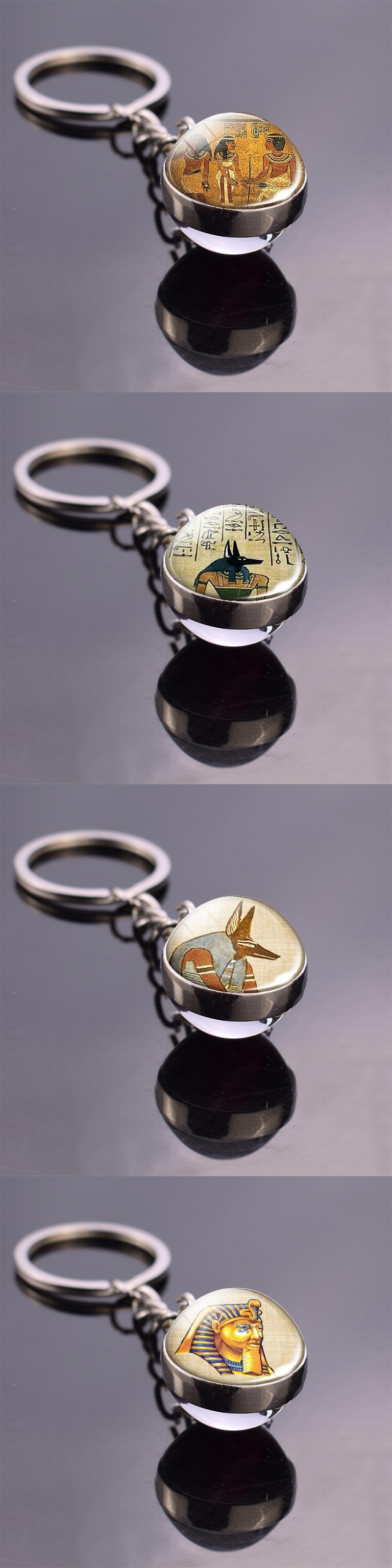 送料無料 古代エジプトのキーホルダーAnkhGlボールキーチェーン