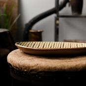 齊藤十郎　スリップ　楕円皿　大（白）