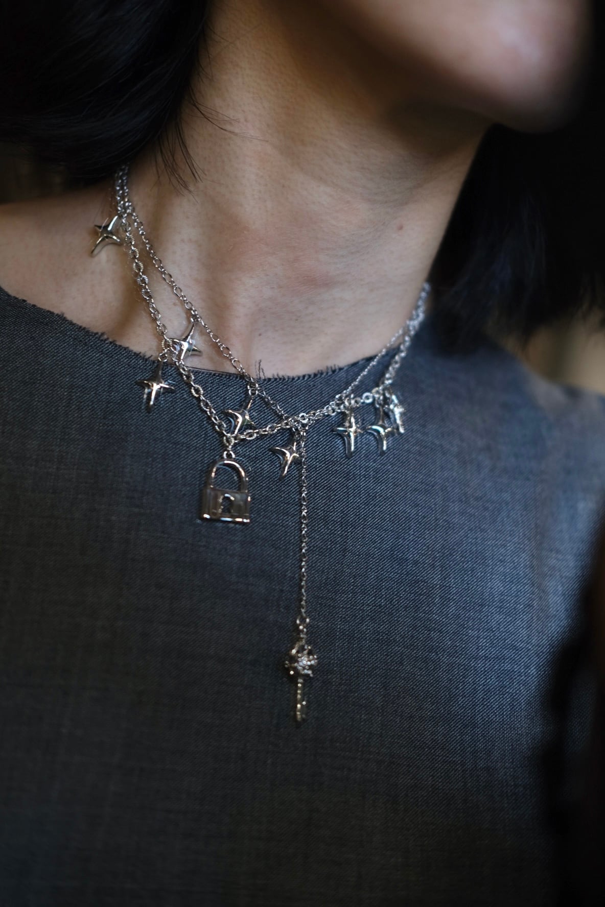 Tanaka Daisuke】key & lock necklace | loop