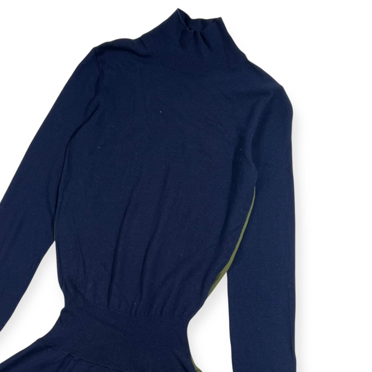 LACOSTE ラコステ ハイネック 長袖 ウール ニット ワンピース 34/バイカラー レディース