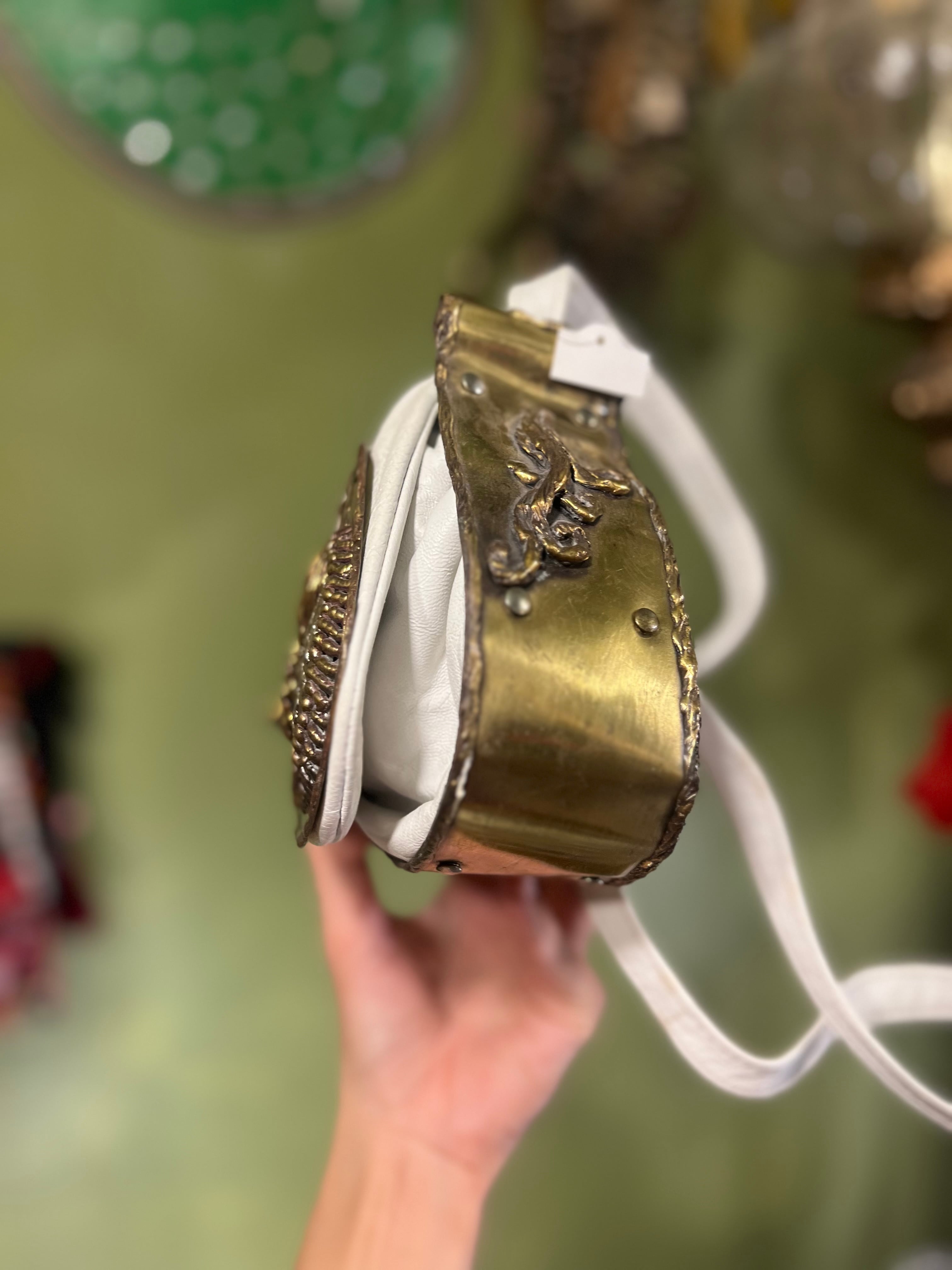 70s Mexican white leather × brass bag ( ヴィンテージ メキシカン