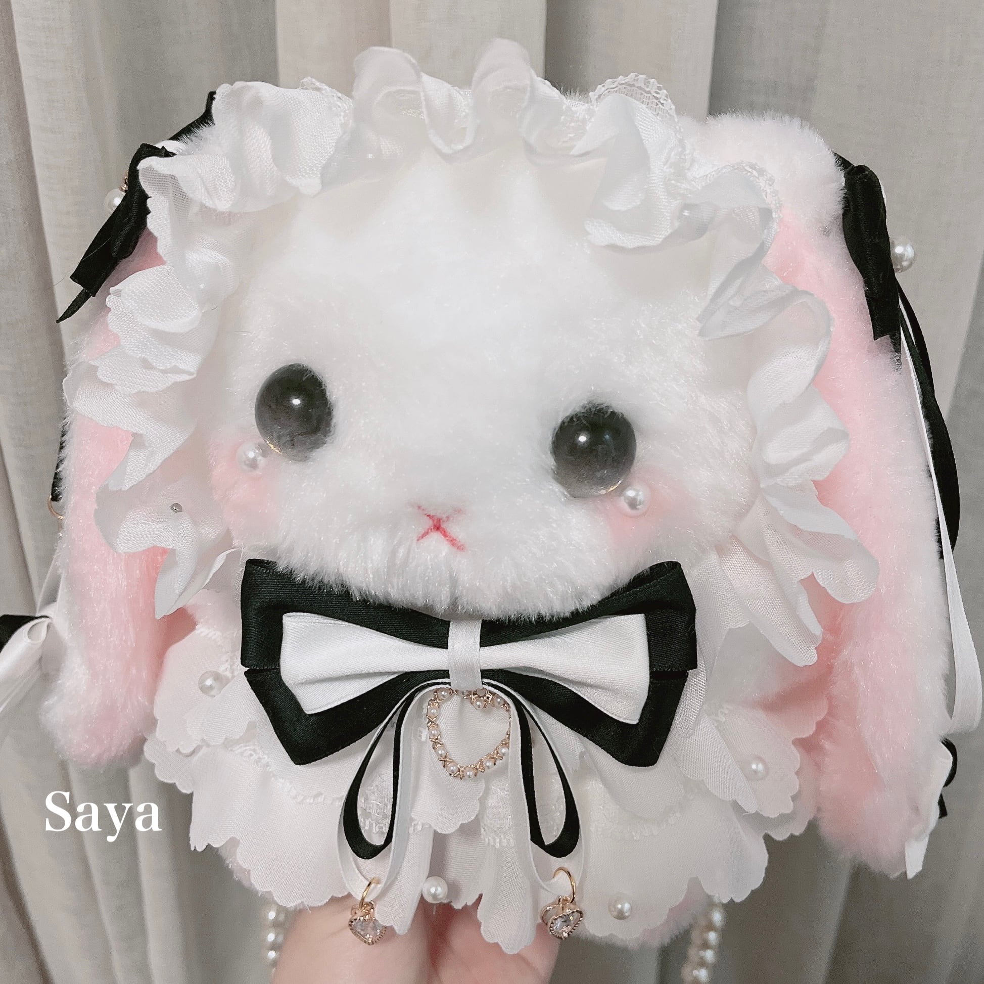 ♡ Macaron たれみみうさぎ ぬいぐるみポシェット black‬