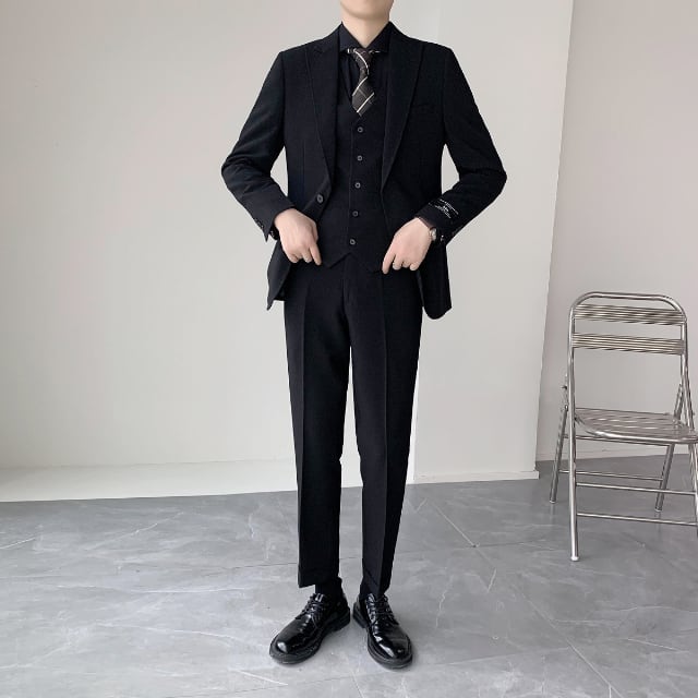 予約販売】メンズ セットアップ スーツ 無地 シック スリム 男前