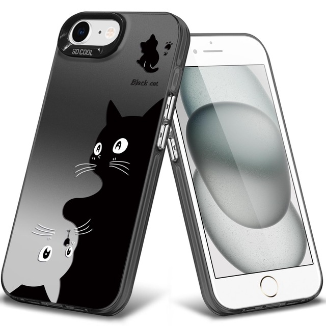 Nipaituo 用の iPhone ケース SE3/SE/8/7 耐衝撃 指紋防止 滑り止め レンズ保護 米軍MIL規格 ラブ製ラジウム猫