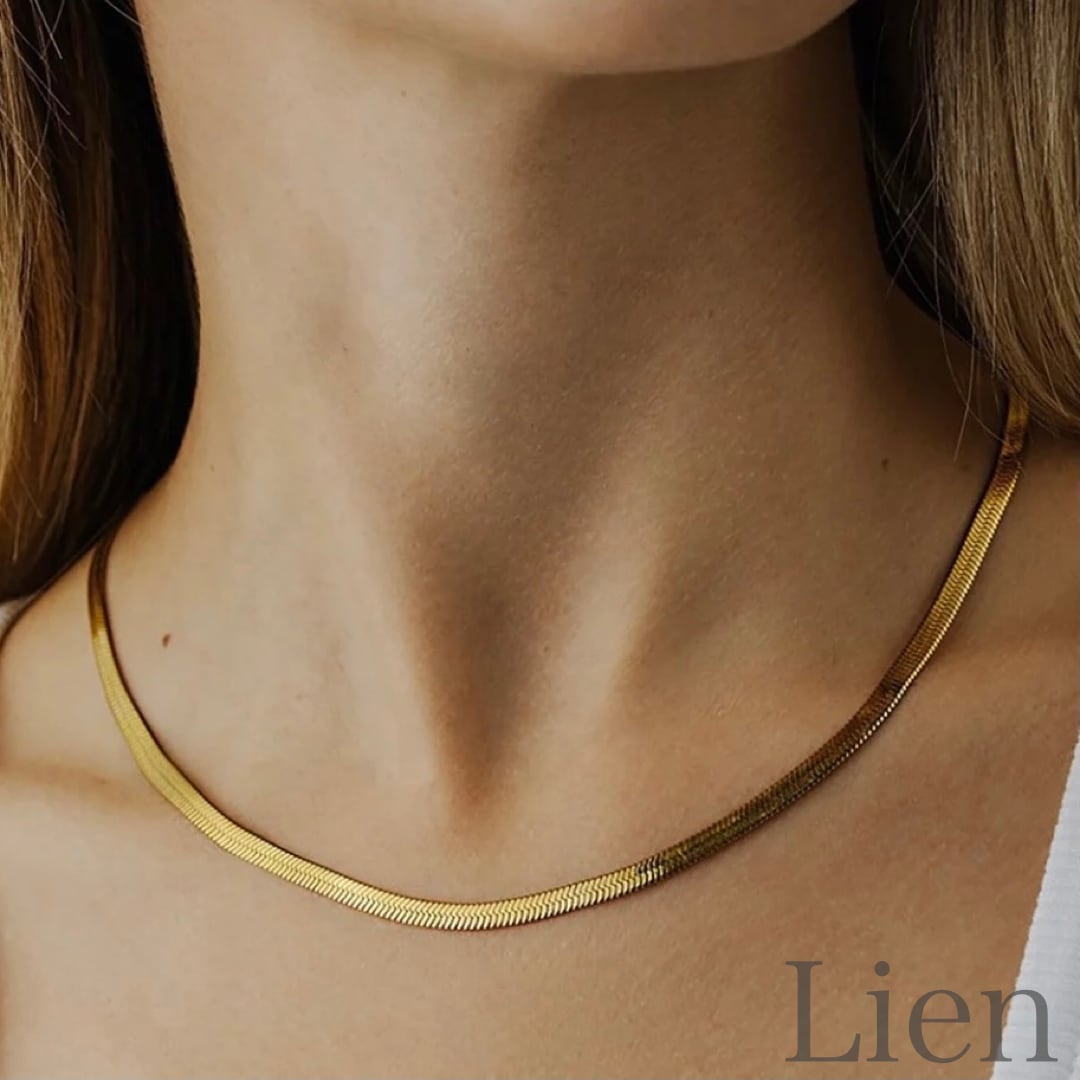 4mm 平打ち 幅広 スネークチェーン ネックレス◇つけっぱなし!OK