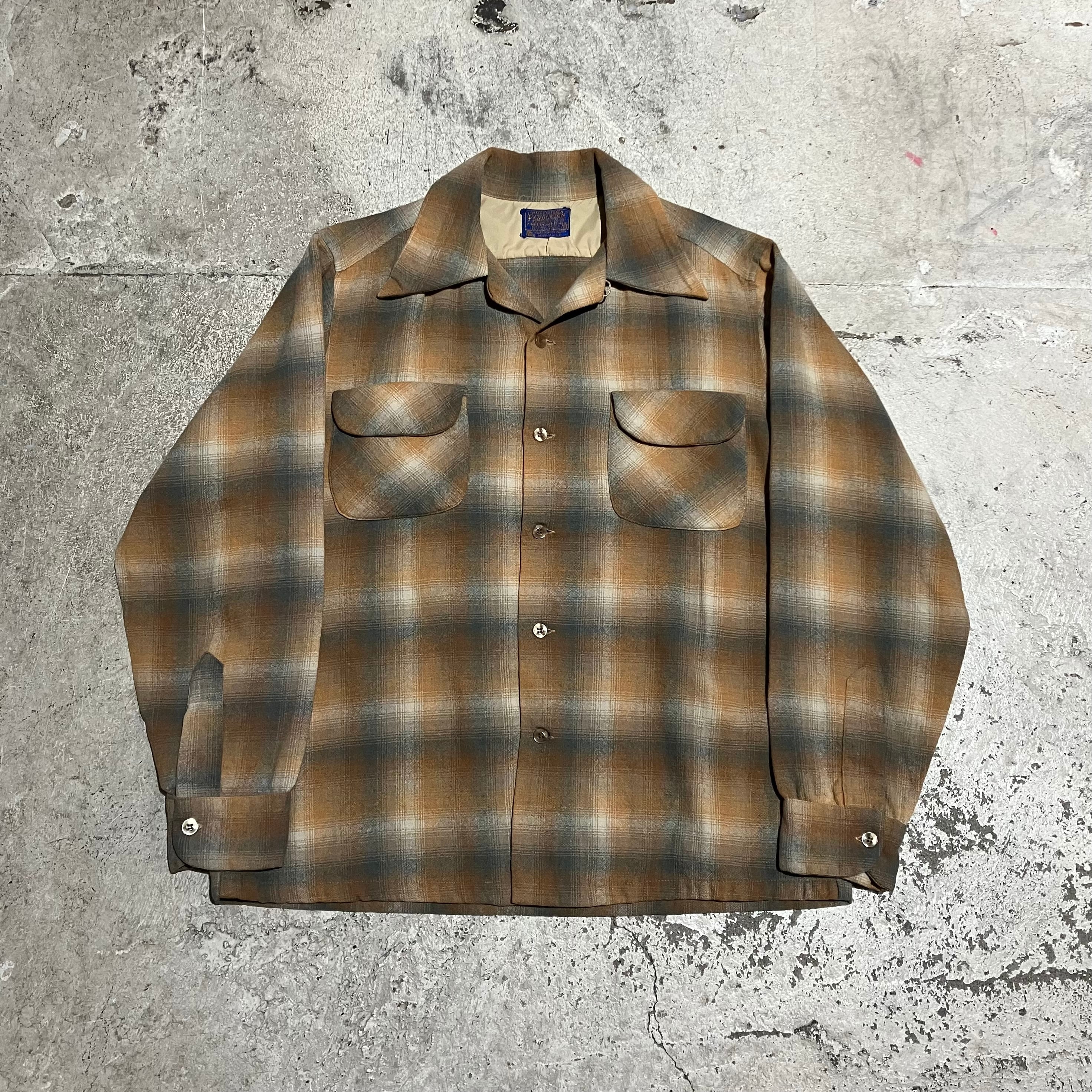 国内即発送】 □【PENDLETON】70's オンブレチェック 切り替え ウール