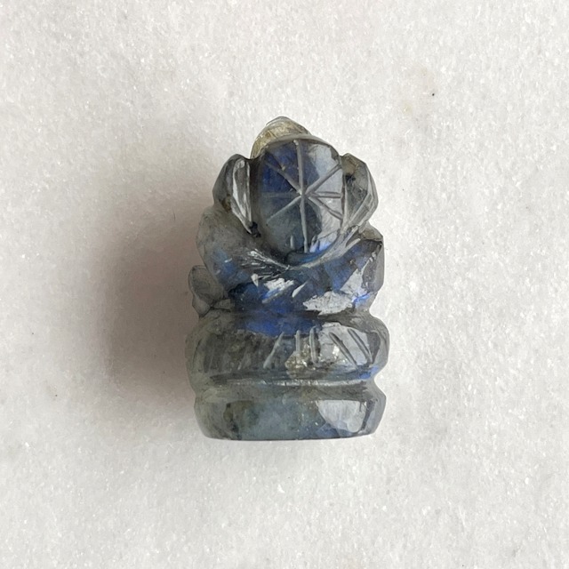 【特選】【超美石】ガネーシャ神　ラブラドライト　成功のお守り　1235