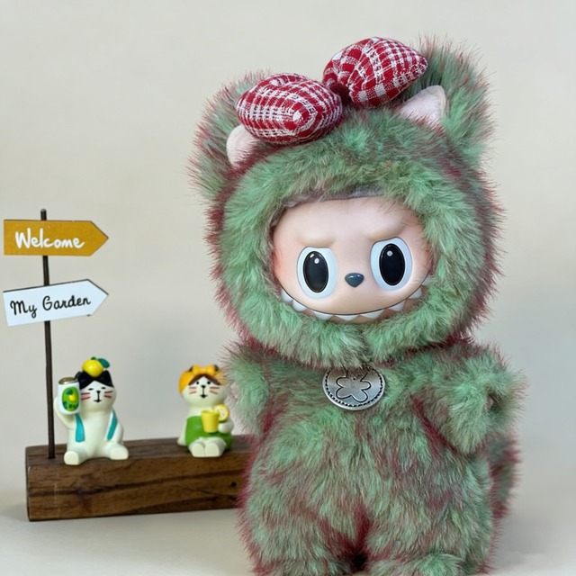 【防塵・高品質フルボディスーツ】可愛い動物シリーズ♡ ツートンカラー 超ロングヘア きつねコス 15-17cm Labubu ラブブ用 モコモコ  the monsters 1.0 2.0 3.0