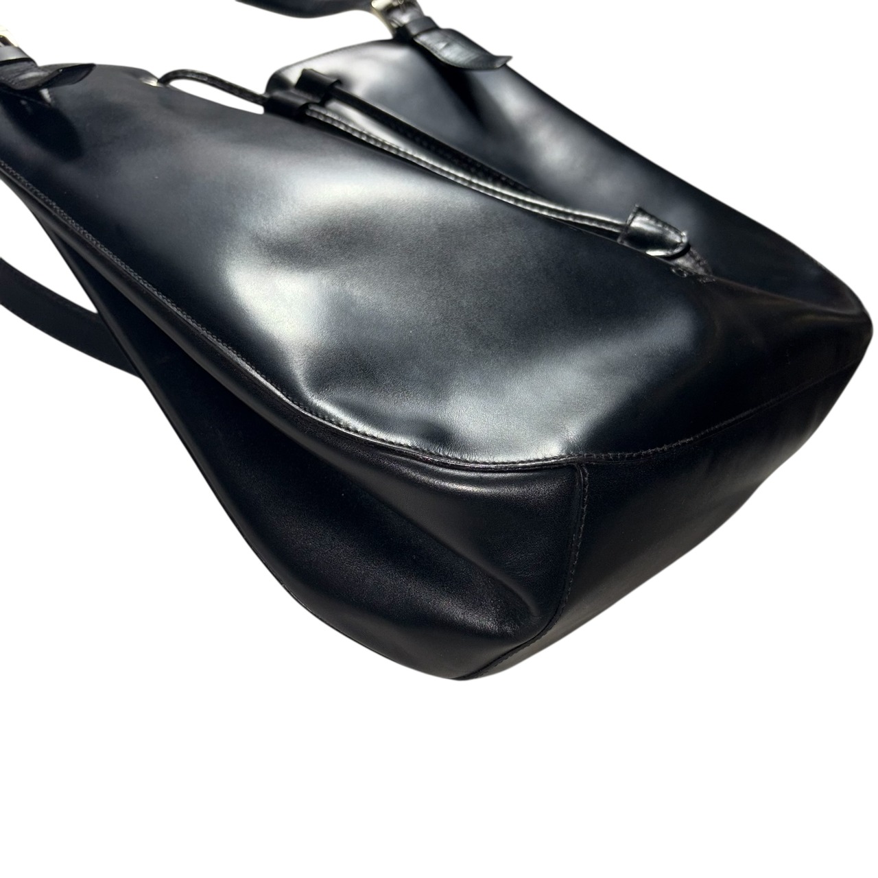 CELINE black leather drawstring tote bag