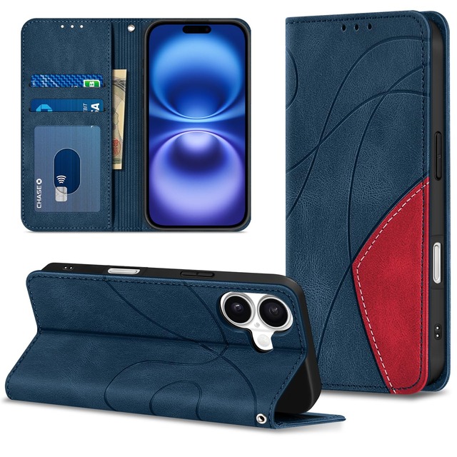 SANOUCOI 対応 iPhone 17 用 ケース 手帳型 カード収納 カードホルダー アイホン 17専用case PUレザー 財布型 カバー スマートスマホケース いiphone17用ケース 横開き スマホカバー スタンド機能 皮革 フォンケース スタンド 保護カバー 携帯 マグネット付き(ブルー)