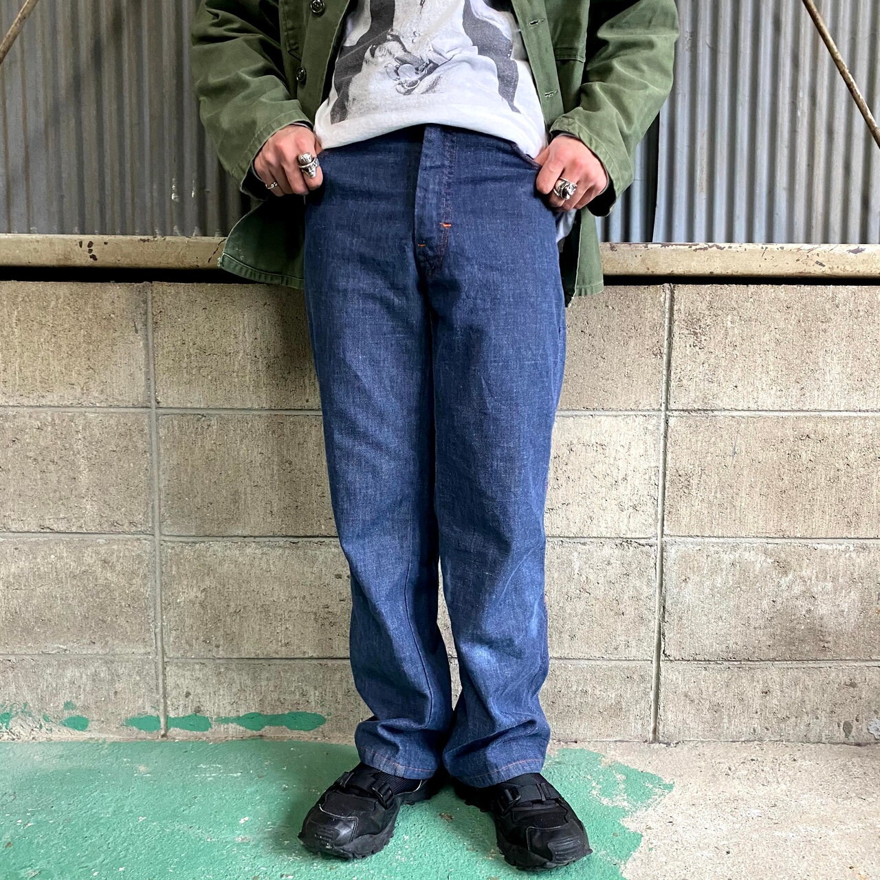 60年代 ストアブランド ハイウエスト ストレートデニムパンツ 