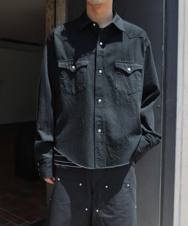 UNUSED / US2559 DENIM WESTERN SHIRT(BLACK)