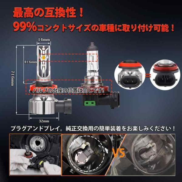 Briteye 車用フォグランプ H11 H8 LED イエロー 3000K フォグ H9 H16