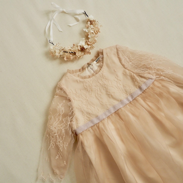 Lace Kids organdy dress & head accessory（Pink）90