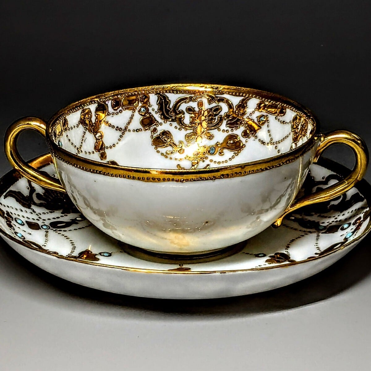 里帰り オールドノリタケ RCマーク エナメルビジュー 金盛上 アール 
