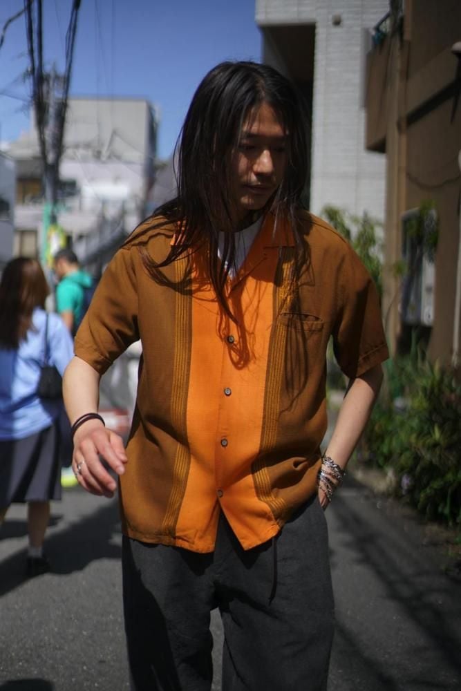 Da Vinci - California] Vintage S/S open collar rayon shirt [1960s