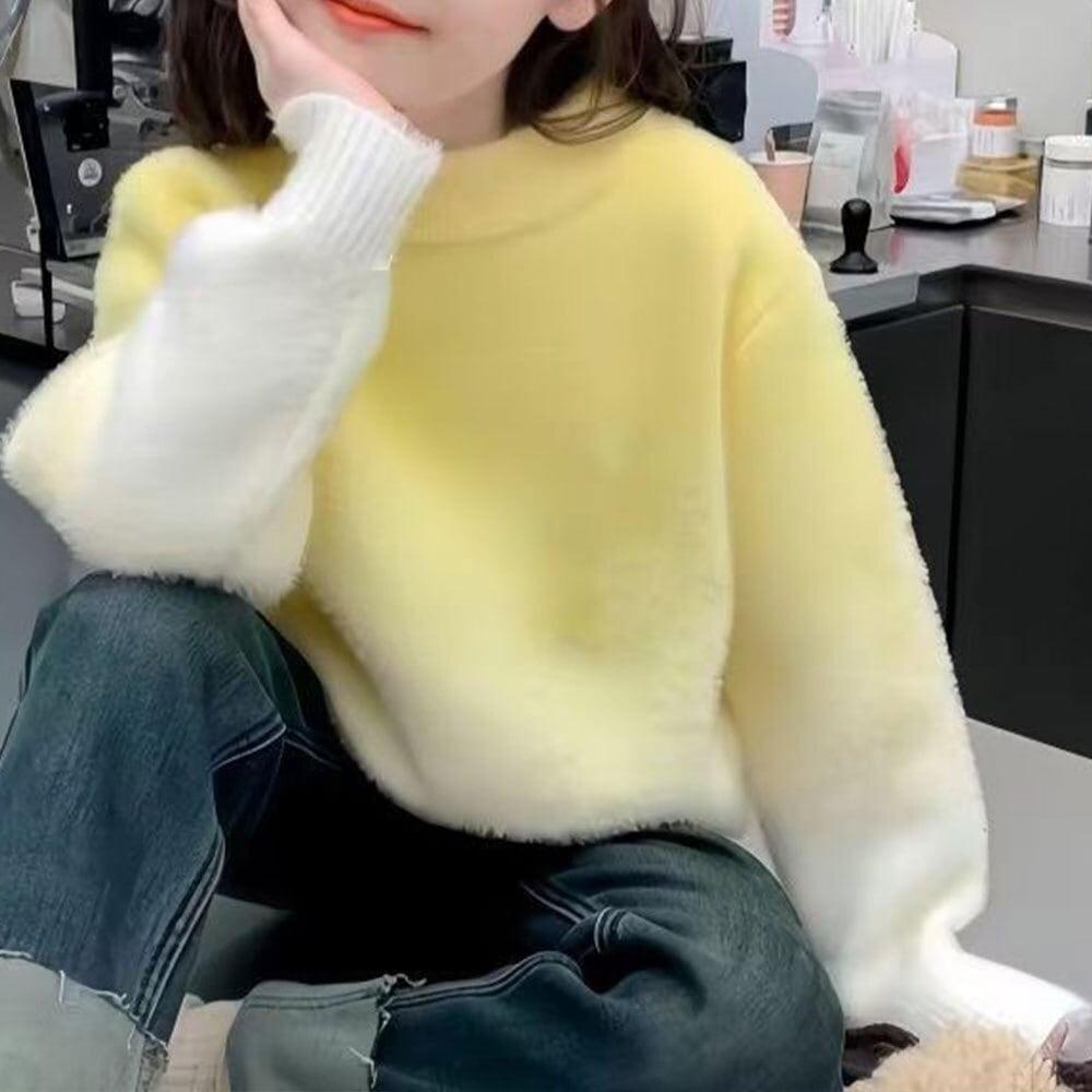 【送料無料】 子供服 男の子 女の子 キッズ ニット セーター グラデーション 長袖 韓国 春秋 おしゃれ 厚手 暖かい カジュアル ゆったり 小学生 柔らかい 大人可愛い 大人女子