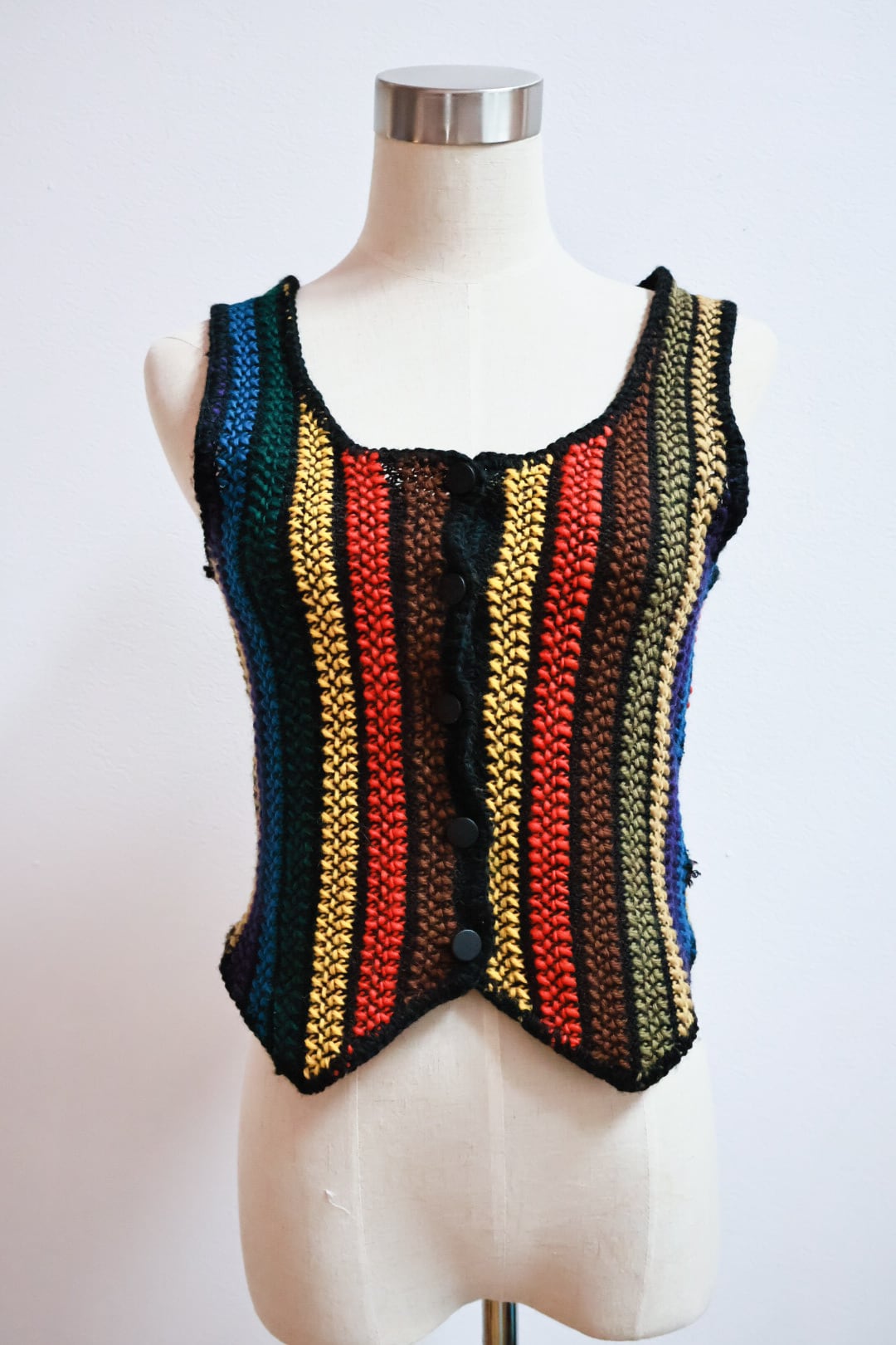 1970s Multicolor Stripe Knit Vest