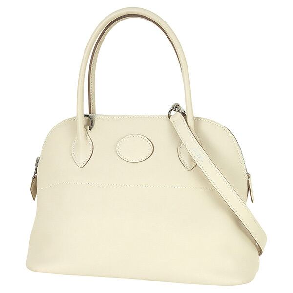 Used HERMES エルメス ボリード27 ヴォースイフト クレ オフホワイト シルバー金具 マカロンボリード ハンドバッグ ショルダーバッグ 超美品