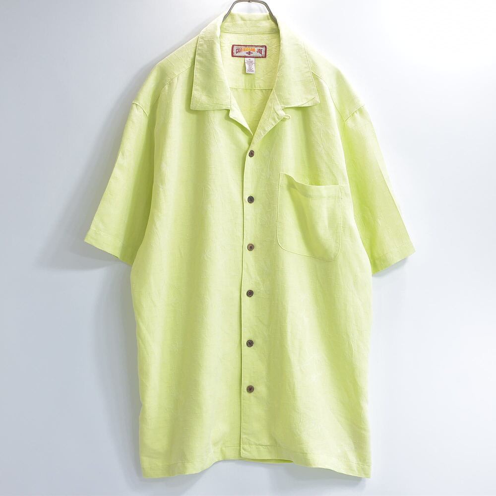 90s ビンテージ 長袖 アロハ ギャバ シャツ L相当 グリーン xpv 90s ビンテージ 長袖 アロハ ギャバ シャツ L相当 グリーン xpv 90s