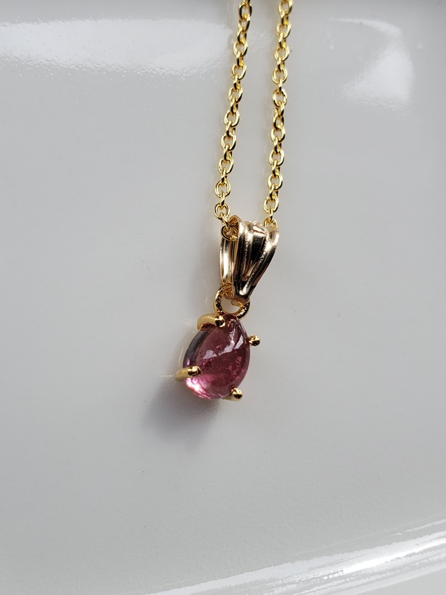 宝石質ピンクトルマリンの18KGPネックレスA 送料無料