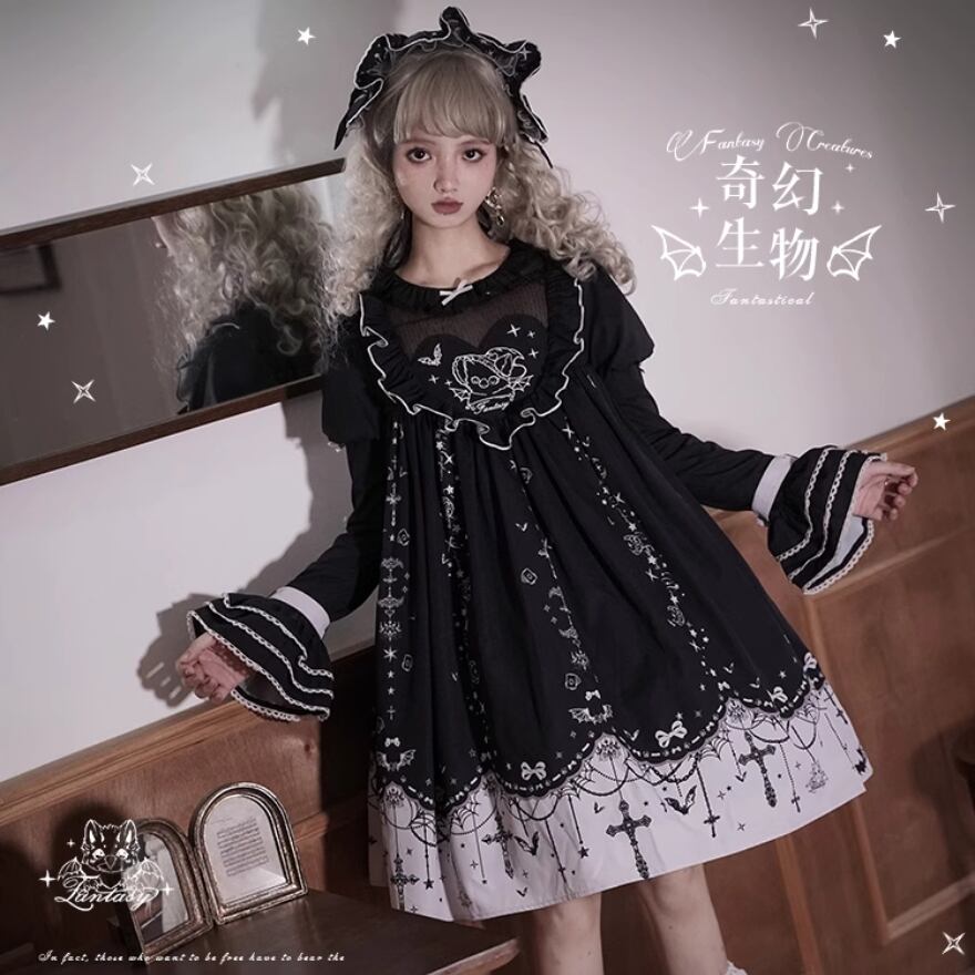 サブカル 服 地雷系 通販 ゴスロリ ワンピース 闇カワイイ ダーク 暗黒 ゴシック ロマンティック ロリィタ 服 ろりぃた 甘め