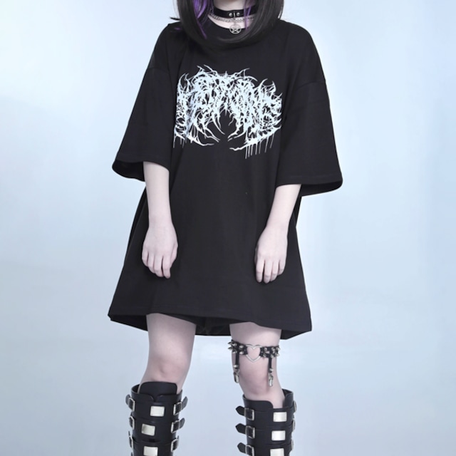 関送込★ ★フロント モノグラム Tシャツ フロントデスメタルロゴグラフィックショートスリーブTシャツ