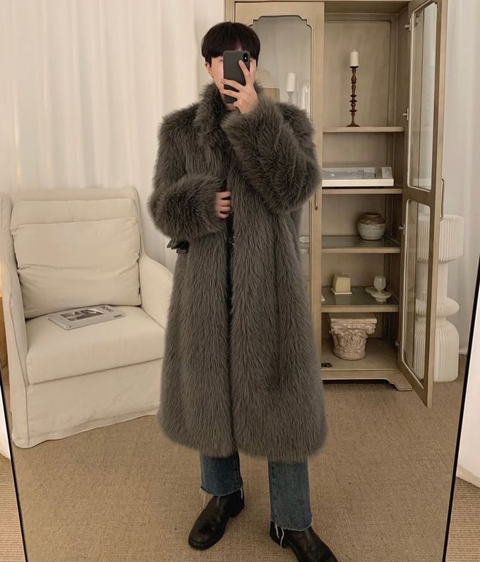 毛皮韓国 毛皮コート フードが可愛い ホワイトフォックス - モッズコート
