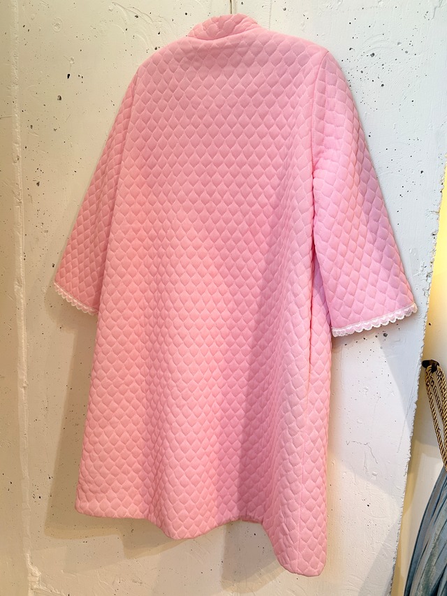 60's70's flower embroidery pink  quilting coat